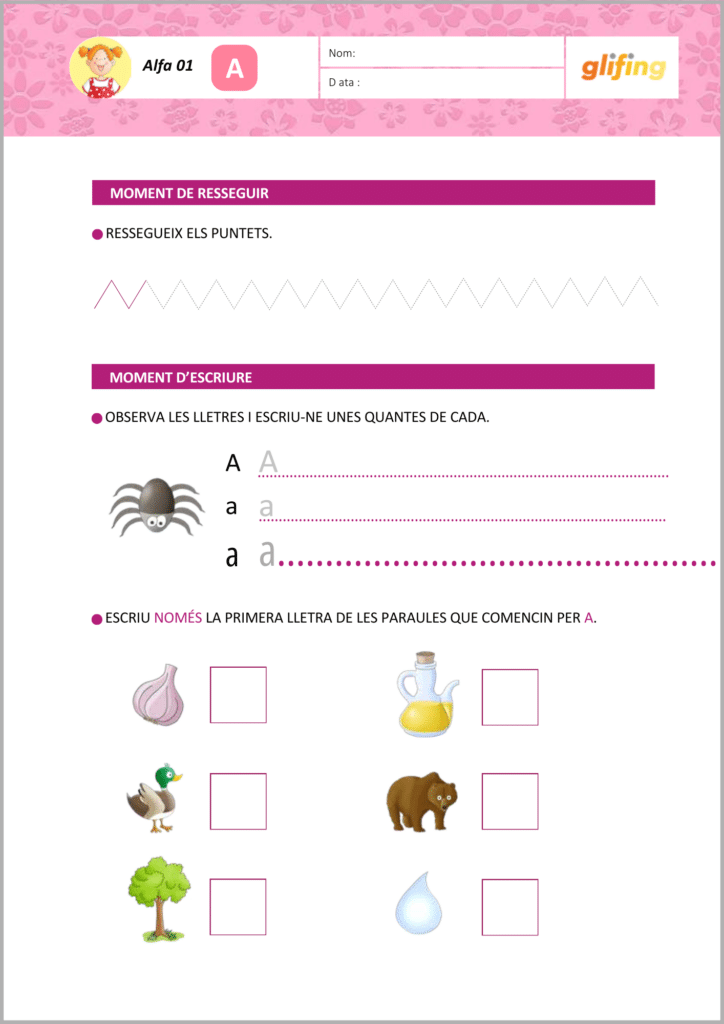 Fitxa escriptura Alfa 
